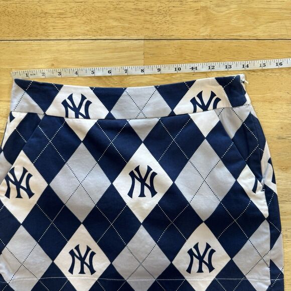 Loudmouth Mini Golf Skort Size 0 Blue Argyle New York Yankees MLB Spandex Pocket - Picture 8 of 13